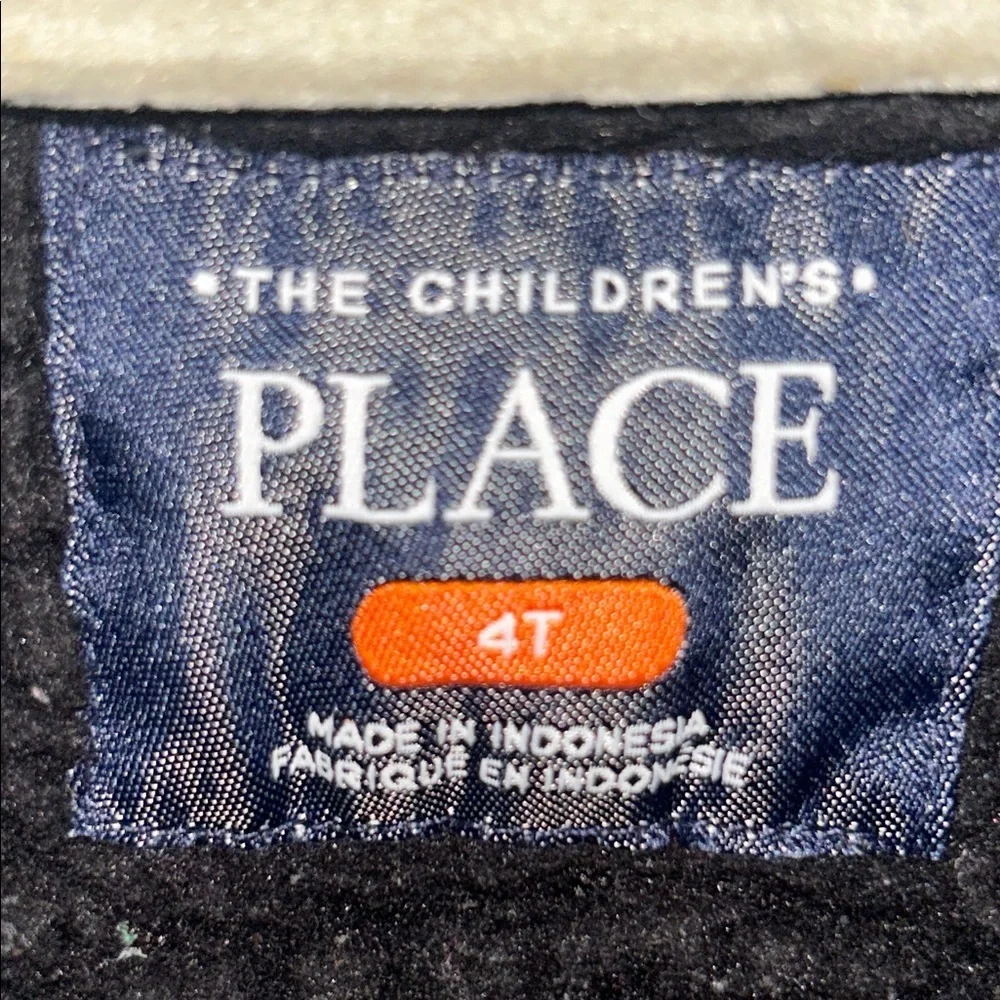 Boys Fleece Sherpa Lined Zip Up Hoodie Black/Grey size 4T